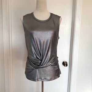 Kobi Halperin Metallic Silver/Navy Sidra Sleeveless Top
